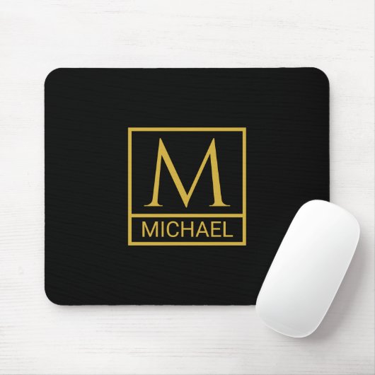 Personalized Black Mouse Pad with Initial & Name マウスパッド (マウス)