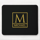 Personalized Black Mouse Pad with Initial & Name マウスパッド (正面)