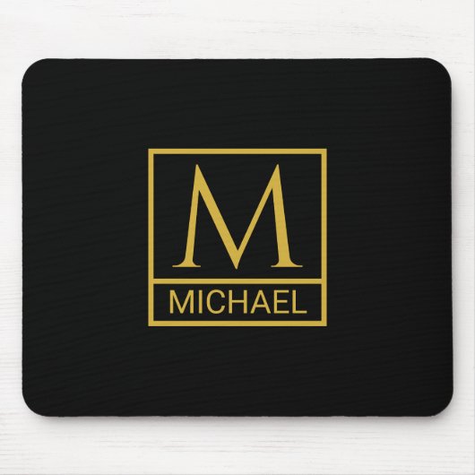 Personalized Black Mouse Pad with Initial & Name マウスパッド (正面)