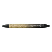 Personalized Black Ombre Faux Gold Glitter 黒ボールペン (正面)