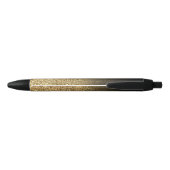 Personalized Black Ombre Faux Gold Glitter 黒ボールペン (裏面)