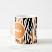 Personalized Black & Orange Animal Print Mug コーヒーマグカップ (正面左)