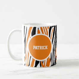 Personalized Black & Orange Animal Print Mug コーヒーマグカップ