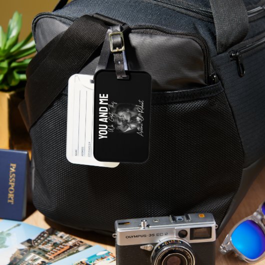 Personalized Black Photo Couple You and Me  ラゲッジタグ (正面&裏面)