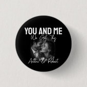 Personalized Black Photo Couple 'You and Me'  缶バッジ (正面)