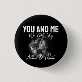 Personalized Black Photo Couple 'You and Me'  缶バッジ