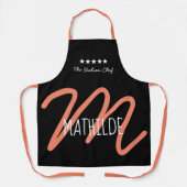 Personalized Black Pink Modern Script Monogram エプロン (正面)