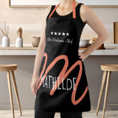 Personalized Black Pink Modern Script Monogram エプロン