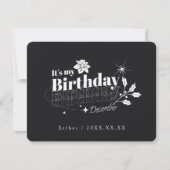 Personalized Black Quote Floral December Birthday 招待状 (正面)