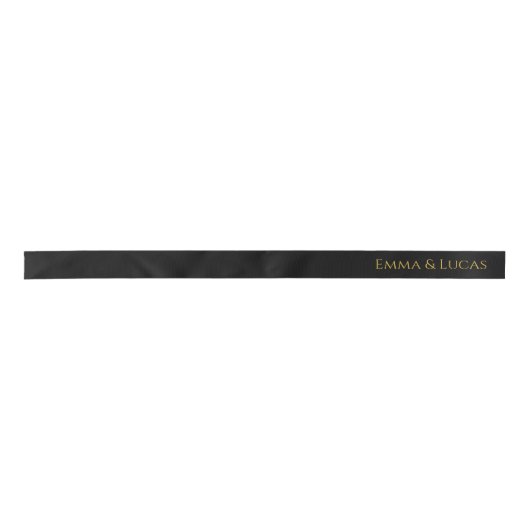 Personalized Black Ribbon with Gold Name Text サテンリボン (正面)