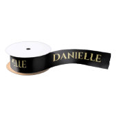 Personalized Black Ribbon with Gold Name Text サテンリボン (リール)