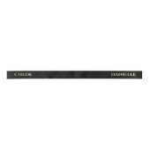 Personalized Black Ribbon with Gold Name Text サテンリボン (正面)