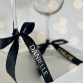 Personalized Black Ribbon with Gold Name Text サテンリボン