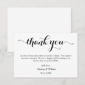Personalized Black Script Wedding thank you エンクロージャーカード (正面/裏面)