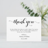 Personalized Black Script Wedding thank you エンクロージャーカード (スタンド正面)