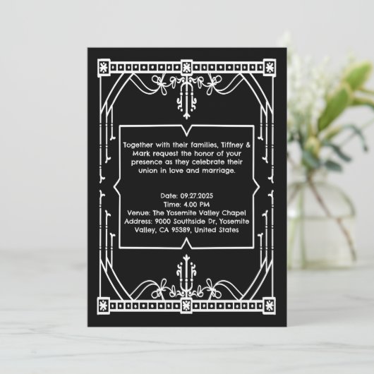 Personalized Black Wedding Invitation Card 招待状 (スタンド正面)