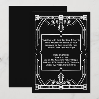 Personalized Black Wedding Invitation Card 招待状
