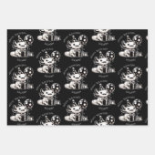 Personalized Black & White Axolotl Birthday ラッピングペーパーシート (正面2)