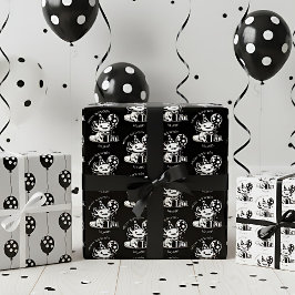 Personalized Black & White Axolotl Birthday ラッピングペーパーシート