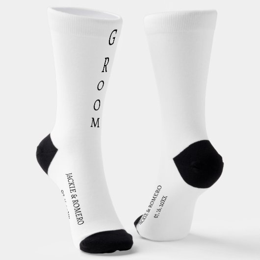 Personalized Black & White GROOM Wedding Socks ソックス (傾斜あり)