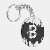 Personalized Black & White Monogram Acrylic Keycha キーホルダー (正面左)