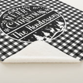 Personalized Black & White Plaid Merry Christmas シェルパブランケット (3/4)