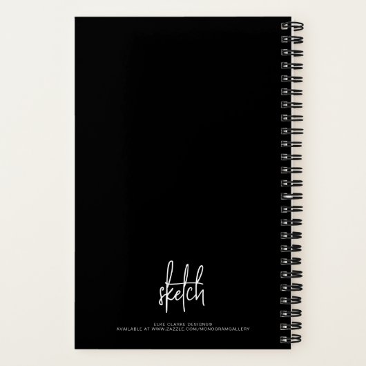 Personalized Black White Script Name Sketchbook ノートブック (裏面)