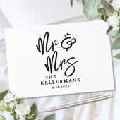 Personalized Black White Script Wedding ゲストブック