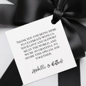 Personalized Black White Script Wedding フェイバータグ