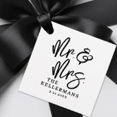 Personalized Black White Script Wedding フェイバータグ