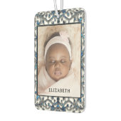 Personalized Black & White Scrollwork w/ Image カーエアーフレッシュナー (左)