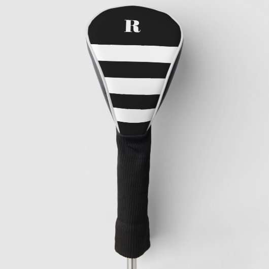 Personalized Black & White Striped ゴルフヘッドカバー (正面)