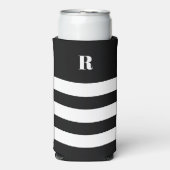 Personalized Black & White Striped   スリム缶クーラー (Seltzer正面)