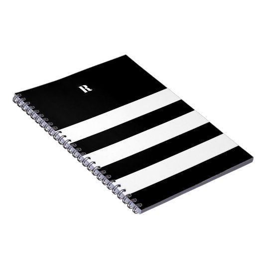 Personalized Black & White Striped   ノートブック (右側)