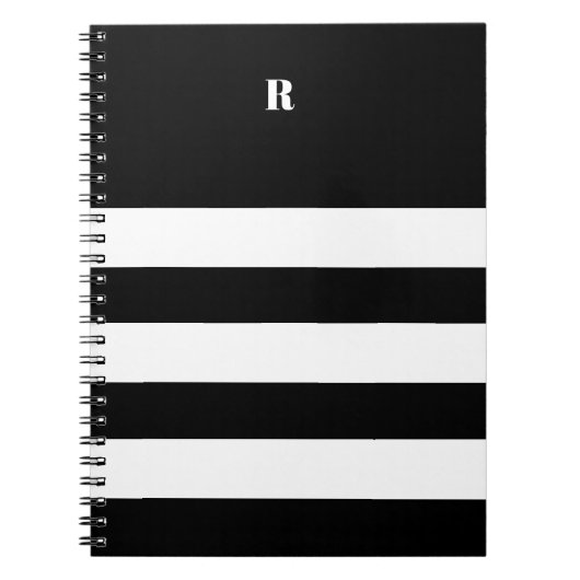 Personalized Black & White Striped   ノートブック (正面)