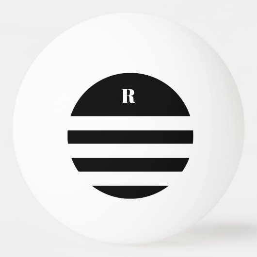 Personalized Black & White Striped   卓球ボール (正面)