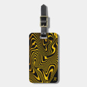 Personalized Black Yellow Gold Swirls Texture ラゲッジタグ (正面縦)