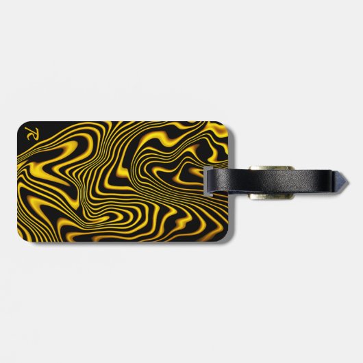 Personalized Black Yellow Gold Swirls Texture ラゲッジタグ (裏面横)