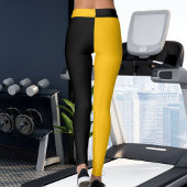 Personalized Black Yellow Orange Stripes Yoga Gift レギンス