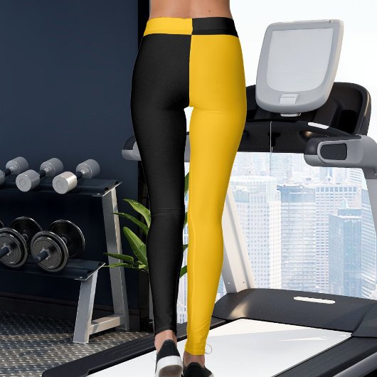 Personalized Black Yellow Orange Stripes Yoga Gift レギンス