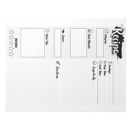 Personalized Blank Basic Recipe Pages ノートパッド (正面)