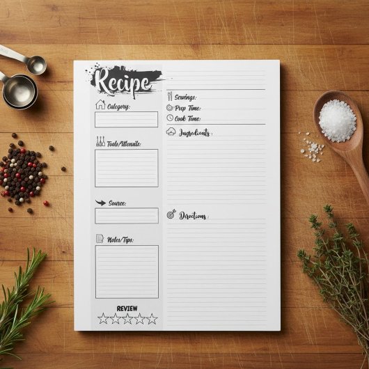 Personalized Blank Basic Recipe Pages ノートパッド