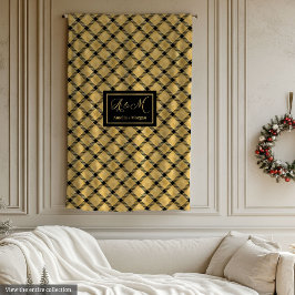 Personalized Blanket Black Gold Modern Wedding Gif フリースブランケット