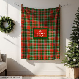 Personalized Blanket Monogram Christmas Style フリースブランケット
