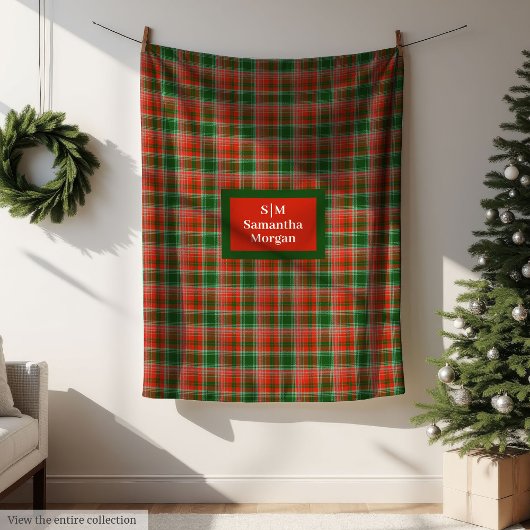 Personalized Blanket Monogram Christmas Style フリースブランケット