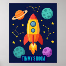 Personalized Blast Off Rocket Ship Space Nursery