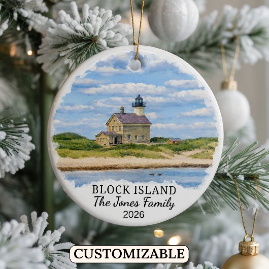 Personalized Block Island Ornament, Rhode Island セラミックオーナメント