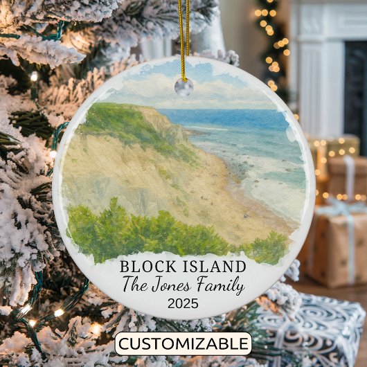 Personalized Block Island Ornament, Rhode Island セラミックオーナメント