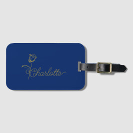 Personalized Bloom Design Custom Name Navy ラゲッジタグ