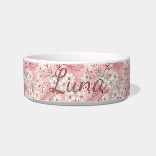 Personalized Bloom Sakura Pink Burgundy ボウル (正面)